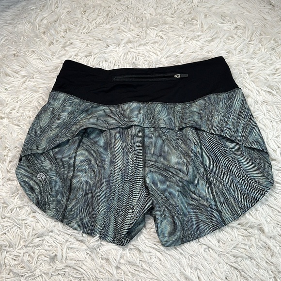 Lululemon Speed Up Mid-Rise Short 4" Dimensional Icing Blue Multi / Black - Picture 4 of 6